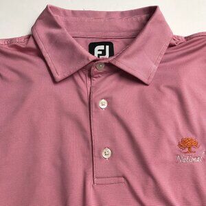 FootJoy Mens Polo Shirt Pink White Stretch Large Stretch Oaktree National FJ